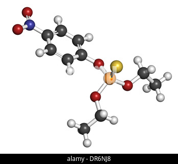 Molécule de pesticide parathion. Insecticide organophosphoré, a également été utilisé comme arme chimique. Banque D'Images
