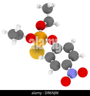 Molécule de pesticide parathion. Insecticide organophosphoré, a également été utilisé comme arme chimique. Banque D'Images