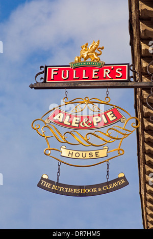 Ville de London The Butcher's Hook et Cleaver inn signe à West Smithfield Banque D'Images