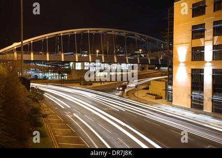 Park Square rond-point, l'Architecture, Sheffield City at Night Banque D'Images