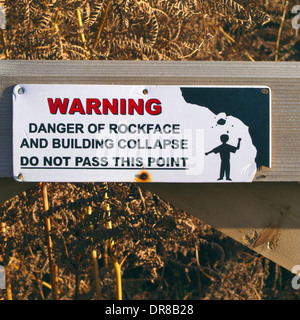 Signe d'éboulement possible, Kingsford Forest Park, Worcestershire, Angleterre, RU Banque D'Images