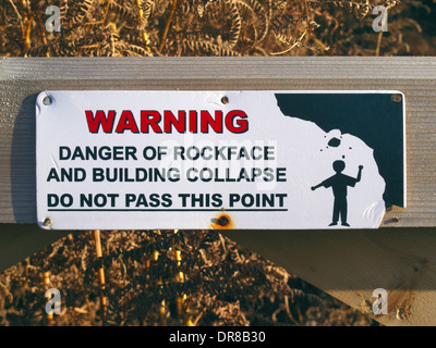 Signe d'éboulement possible, Kingsford Forest Park, Worcestershire, Angleterre, RU Banque D'Images