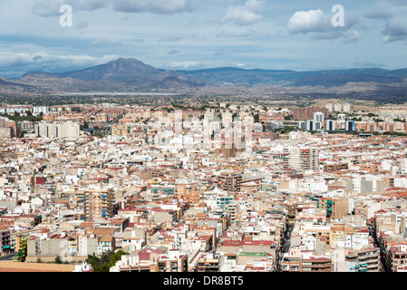 Vue sur le château de Santa Barbara à Alicante, Costa Blanca, Espagne Banque D'Images