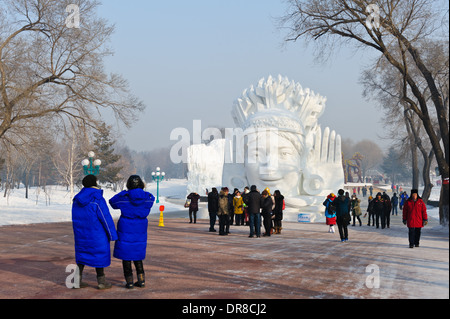 La 30e Harbin International Ice and Snow Sculpture Festival en 2014. Chine Banque D'Images