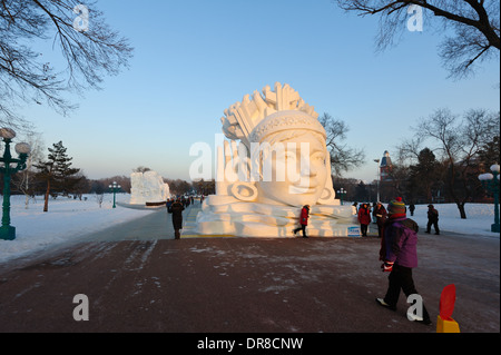 La 30e Harbin International Ice and Snow Sculpture Festival en 2014. Chine Banque D'Images