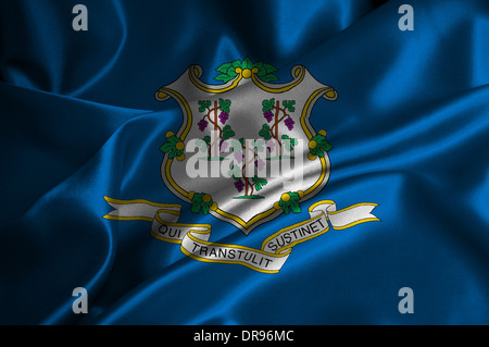 Connecticut drapeau sur la finition satinée. Banque D'Images