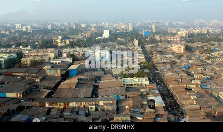 Vue aérienne de Dharavi , un bidonville de Mumbai, Inde Banque D'Images