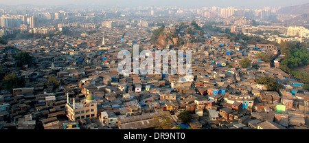 Vue aérienne de Dharavi , un bidonville de Mumbai, Inde Banque D'Images