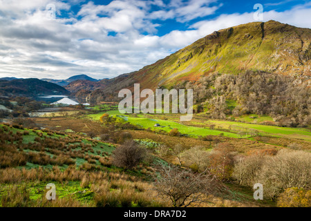Nant Gwynant Valley dans le parc national de Snowdonia, Gwynedd, au nord du Pays de Galles, Royaume-Uni, Europe. Banque D'Images