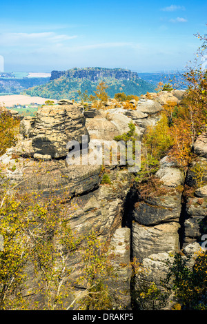 La Suisse saxonne paysage avec table moutain Lilienstein Banque D'Images