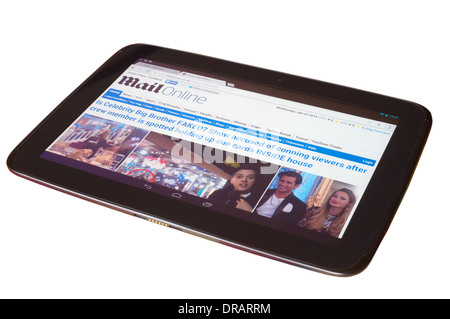 Google Nexus 10 tablet showing Daily Mail journal en ligne isolé sur fond blanc Banque D'Images