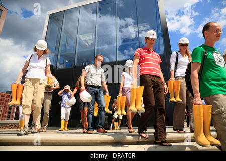 Visite guidée à la construction site Elbphilharmonie, Hafencity, Hambourg, Allemagne, Europe Banque D'Images