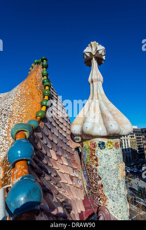 Toit voûté de Casa Batllò par Antoni Gaudí, Barcelone, Catalogne, Espagne Banque D'Images