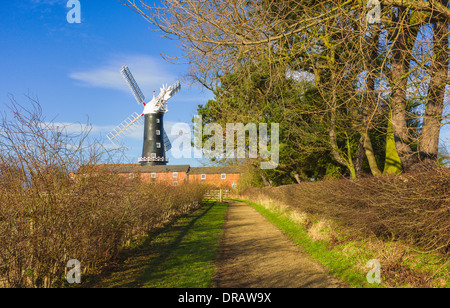 Moulin à vapeur Skidby qui par un beau matin d'hiver ensoleillé. Banque D'Images