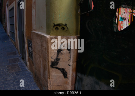 Graffitti vu sur un mur dans l'île espagnole de Majorque Banque D'Images