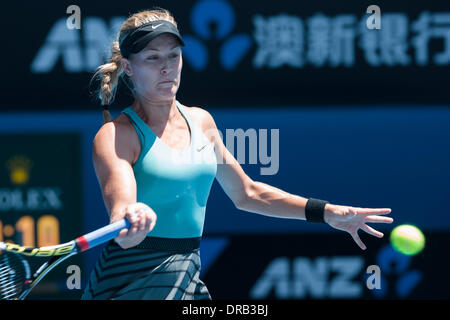 Melbourne, Victoria, Australie. 23 Jan, 2014. 23 janvier 2014 : 30ème Eugénie BOUCHARD (CAN) en action contre 4ème seed Na LI (CHN) en demi-finale un match le jour 11 de l'Australian Open 2014 Tournoi de tennis du grand chelem à Melbourne Park, Melbourne, Australie. Bas Sydney/Cal Sport Media/Alamy Live News Banque D'Images