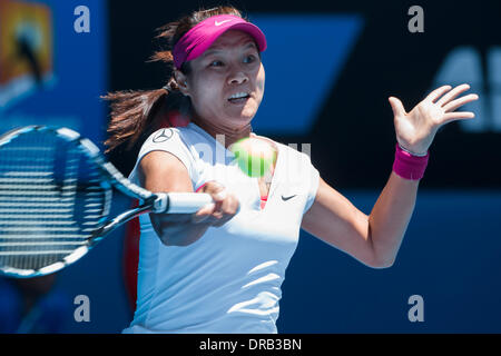 Melbourne, Victoria, Australie. 23 Jan, 2014. 23 janvier 2014 : 4ème seed Na LI (CHN) en action contre 30ème Eugénie BOUCHARD (CAN) dans une demi-finale match le jour 11 de l'Australian Open 2014 Tournoi de tennis du grand chelem à Melbourne Park, Melbourne, Australie. Bas Sydney/Cal Sport Media/Alamy Live News Banque D'Images