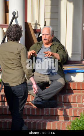 Richard Dreyfus sur l'ensemble de très bonnes filles '' Dakota Fanning et Elizabeth Olsen star que les jeunes filles qui tombent tous deux pour le même artiste de rue, joué par Boyd Holbrook. Demi Moore apparaît également dans le passage à l'âge du théâtre. La ville de New York, USA - 10.07.12 Banque D'Images