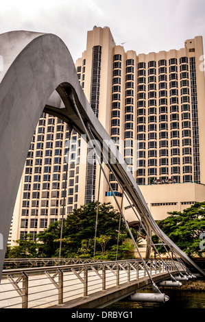 Le pont Robertson, passerelle en arc d'acier au-dessus de la rivière Singapour, Singapour. Banque D'Images