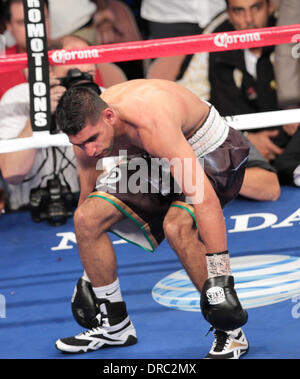 Amir Khan Amir Khan vs Danny Garcia WBC/WBA Super léger et vacants Ring Magazine titre Champion Junior lutte au Mandalay Bay Events Center de Las Vegas, Nevada - 14.07.12 Banque D'Images