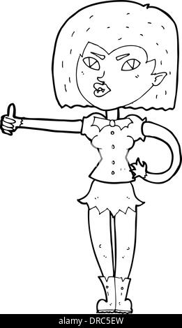 Cartoon vampire girl giving Thumbs up Illustration de Vecteur