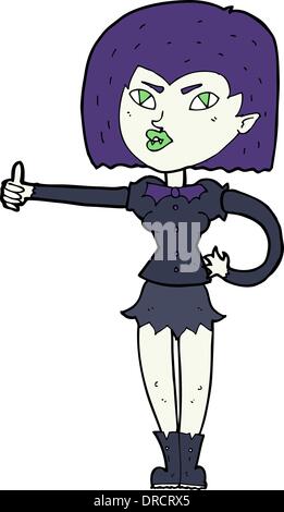 Cartoon vampire girl giving Thumbs up Illustration de Vecteur