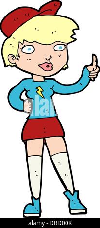 Patineur cartoon girl giving Thumbs up symbole Illustration de Vecteur