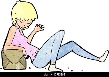 Cartoon woman leaning on package fort Illustration de Vecteur