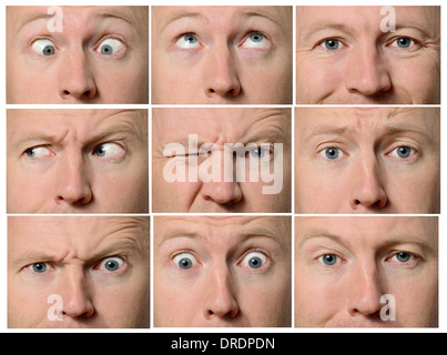 Close up d'expressions du visage concentré sur les yeux Banque D'Images