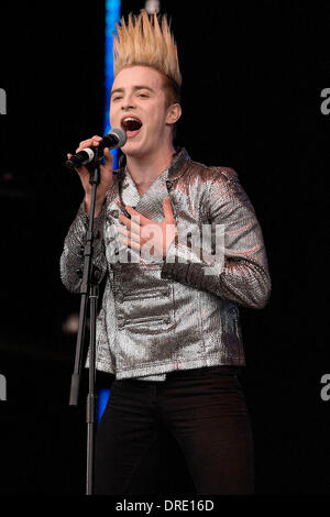 Damien Saez en live à la Glasgow Montrer sur Glasgow Green Glasgow, Écosse - 22.07.12 Banque D'Images