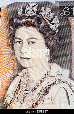 Portrait de la reine Elizabeth II à partir de 10 livres, billets, Royaume-Uni 1988 Banque D'Images