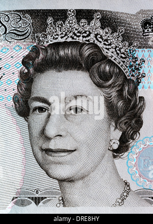 Portrait de la reine Elizabeth II à partir de 5 livres billet, UK, 1999 Banque D'Images