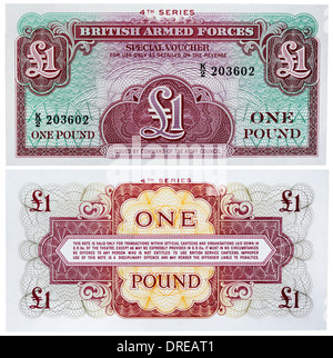 Billet de 1 Pound, British Armed Forces, 1962 Banque D'Images