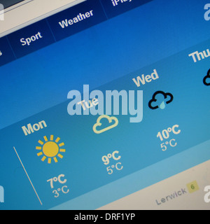 BBC Weather Site Internet sur un écran d'ordinateur portable Banque D'Images