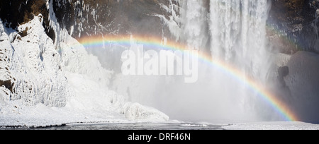 À arc-en-ciel cascade Skogafoss, Islande, région polaire Banque D'Images