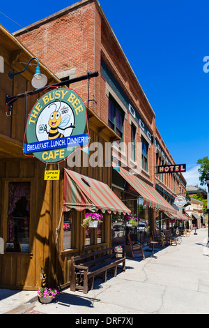 Busy Bee cafe et historique hôtel occidental sur la rue Main, au centre-ville de Buffalo, Wyoming, USA Banque D'Images