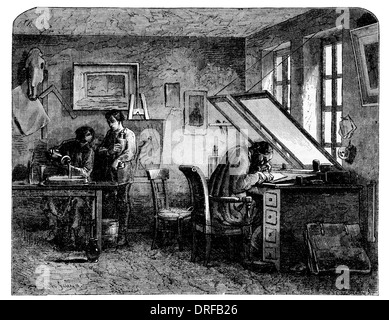 Vers 1854 l'atelier des graveurs Banque D'Images