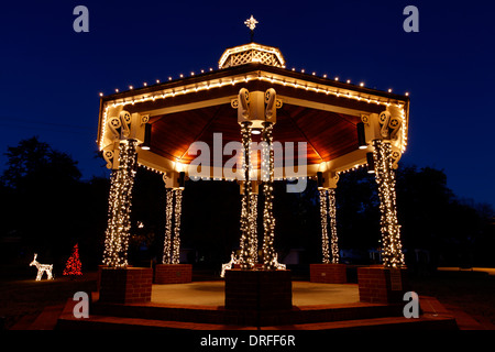 Arbre généalogique des lumières de Noël décorer la place de la Ville de Lancaster, Texas, United States, 16 décembre 2013. Banque D'Images