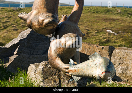 La sculpture à la loutre d'un terminal de ferries à Ardmor Mhòr (Aird), l'île de Barra, îles Hébrides, Ecosse, Royaume-Uni Banque D'Images