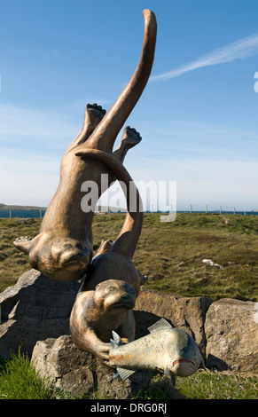 La sculpture à la loutre d'un terminal de ferries à Ardmor Mhòr (Aird), l'île de Barra, îles Hébrides, Ecosse, Royaume-Uni Banque D'Images