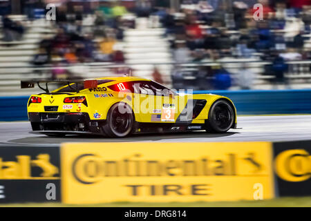 Daytona Beach, FL, USA. 23 Jan, 2014. Daytona Beach, FL - Jan 23, 2014 : la Chevrolet Corvette Racing passe par les tours au cours d'une session pratique de la Rolex 24 à Daytona à Daytona International Speedway de Daytona Beach, FL. © csm/Alamy Live News Banque D'Images