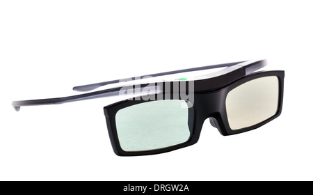 Lunettes 3D, actif, isolated over white Banque D'Images