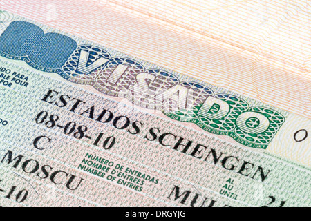 Espagne visa Schengen dans le passeport Banque D'Images