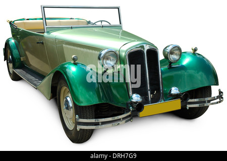 Classic vintage car convertible vert isolé sur fond blanc avec clipping path Banque D'Images