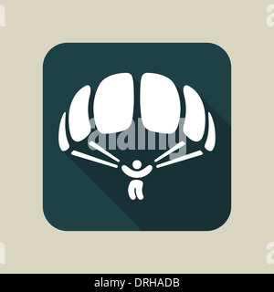 Icône avec un parachutiste parachute ouvert et de vol Banque D'Images