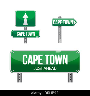 Cape town city road sign illustration design over white Banque D'Images