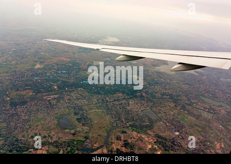 Vol Vol sur Chennai, Inde. Vue aérienne de l'avion. Banque D'Images