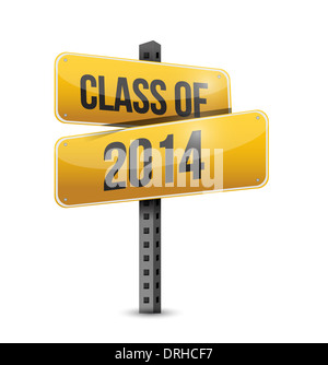 Classe de 2014 road sign illustration design sur un fond blanc Banque D'Images