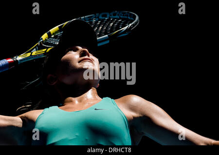 Melbourne, Victoria, Australie. 27 Jan, 2014. 21 janvier 2014 : 30ème Eugénie BOUCHARD (CAN) en action contre 14 Ana Ivanovic (SRB) dans un match de finale au jour 9 de l'Australian Open 2014 Tournoi de tennis du grand chelem à Melbourne Park, Melbourne, Australie. Bas Sydney/Cal Sport Media/Alamy Live News Banque D'Images