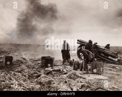 L'artillerie britannique en action, Western Front, WW1 Banque D'Images